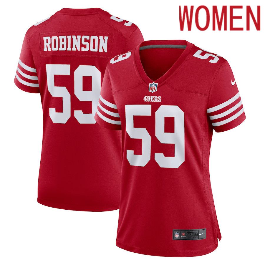 Women San Francisco 49ers #59 Curtis Robinson Nike Scarlet Game Player NFL Jersey->women nfl jersey->Women Jersey